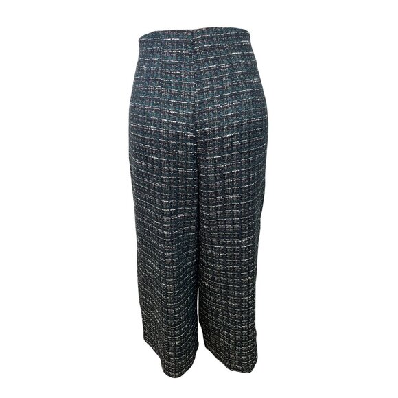 Loft Womens Tweed Wide-Leg Crop Pants Black/Green Size 12  - New - Picture 3 of 8